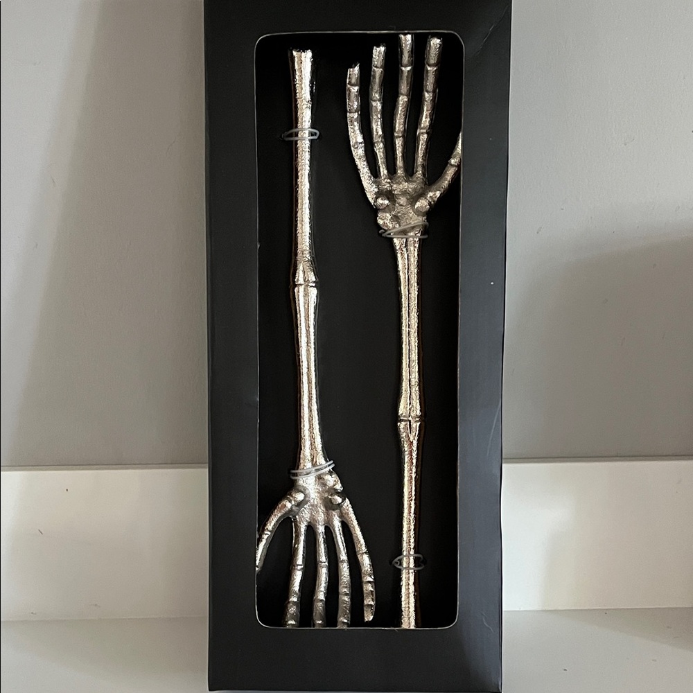 Elegant Silver Skeleton Hand Serving Utensils